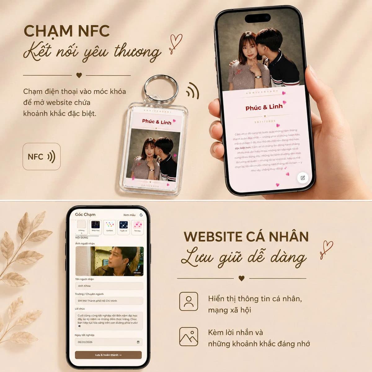 Góc Chạm móc khóa NFC kỷ niệm